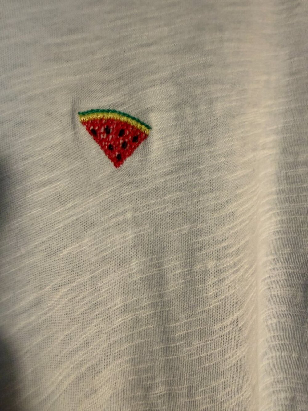 Lucky Brand Light Blue Cotton Watermelon Print Crew Neck SS Tee Sz L - Picture 3 of 7